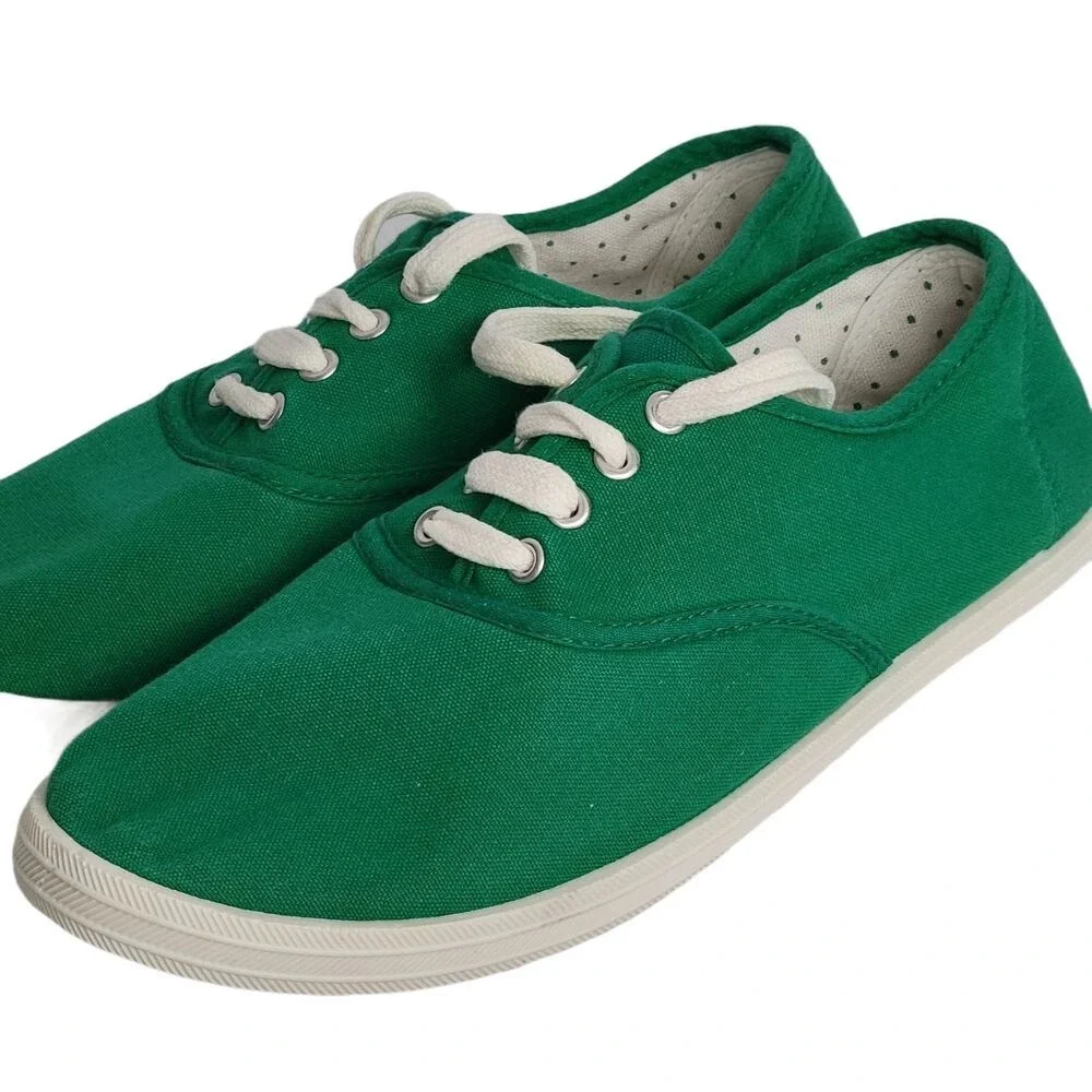 Green‎ Canvas Lace Up Sneakers Women's Size 7 Casual Everyday Comfort